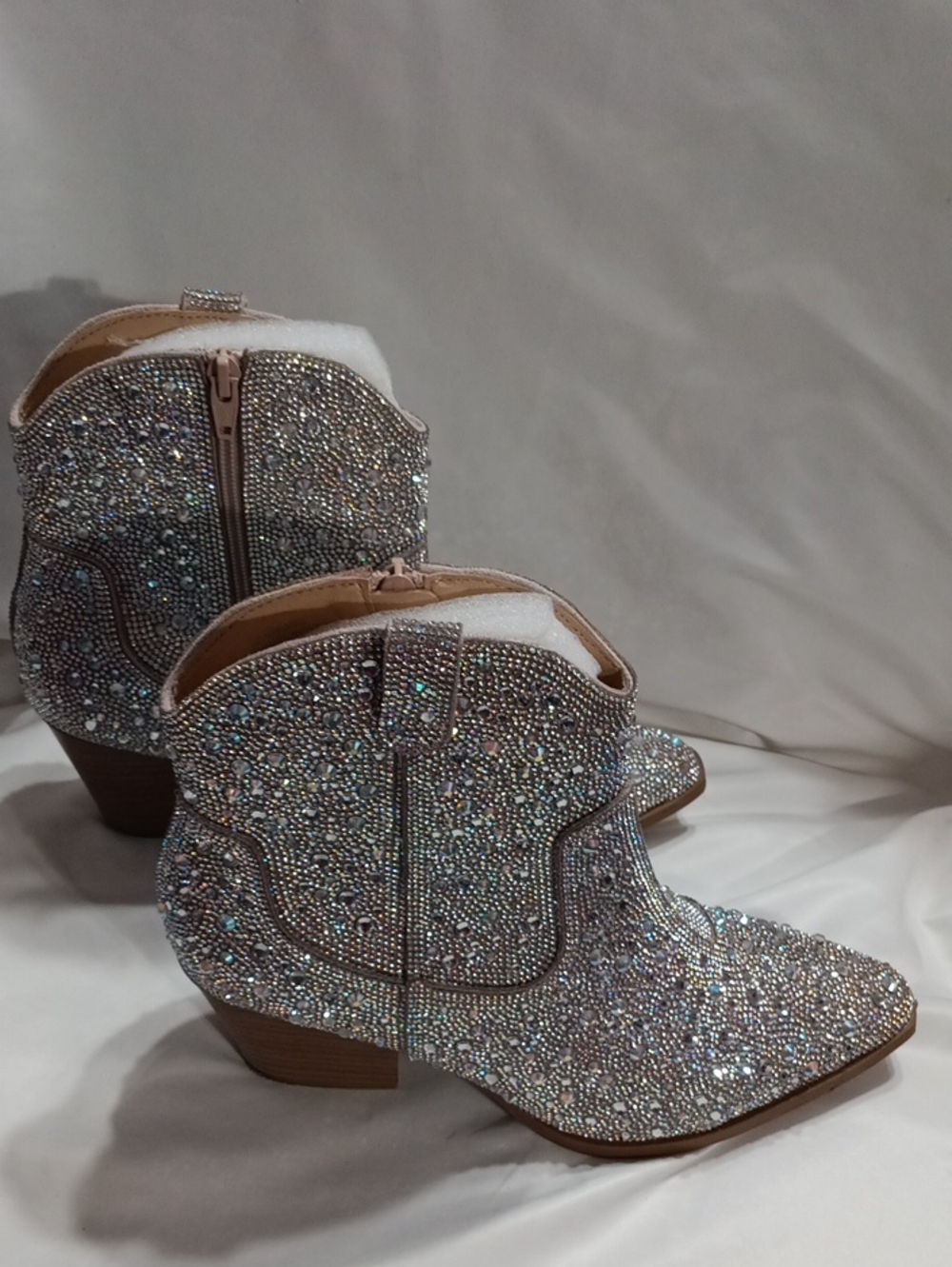 Versona Silver Rhinestone Ankle Booties